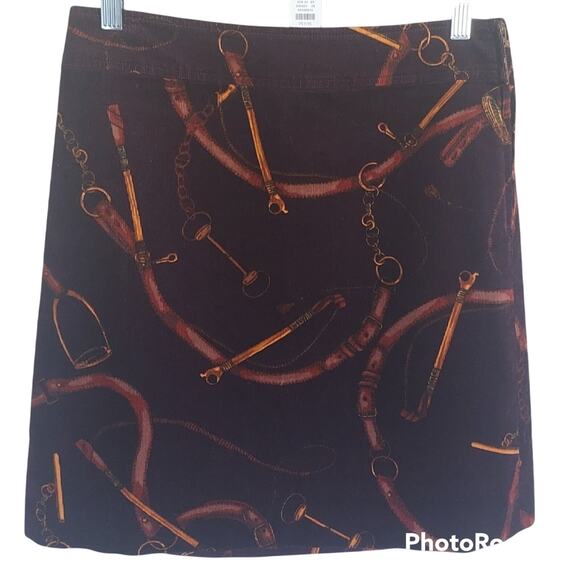 Talbots Corduroy A-Line Above Knee Equestrian Horse Print Skirt Sz 2 Petite NWT - Picture 4 of 6